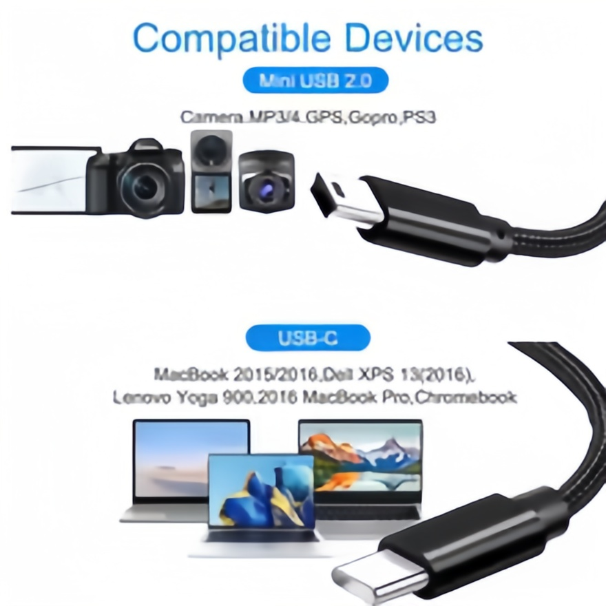 Cabo curto USB C para Mini USB - Photograph Mp3 avaliação e preço
